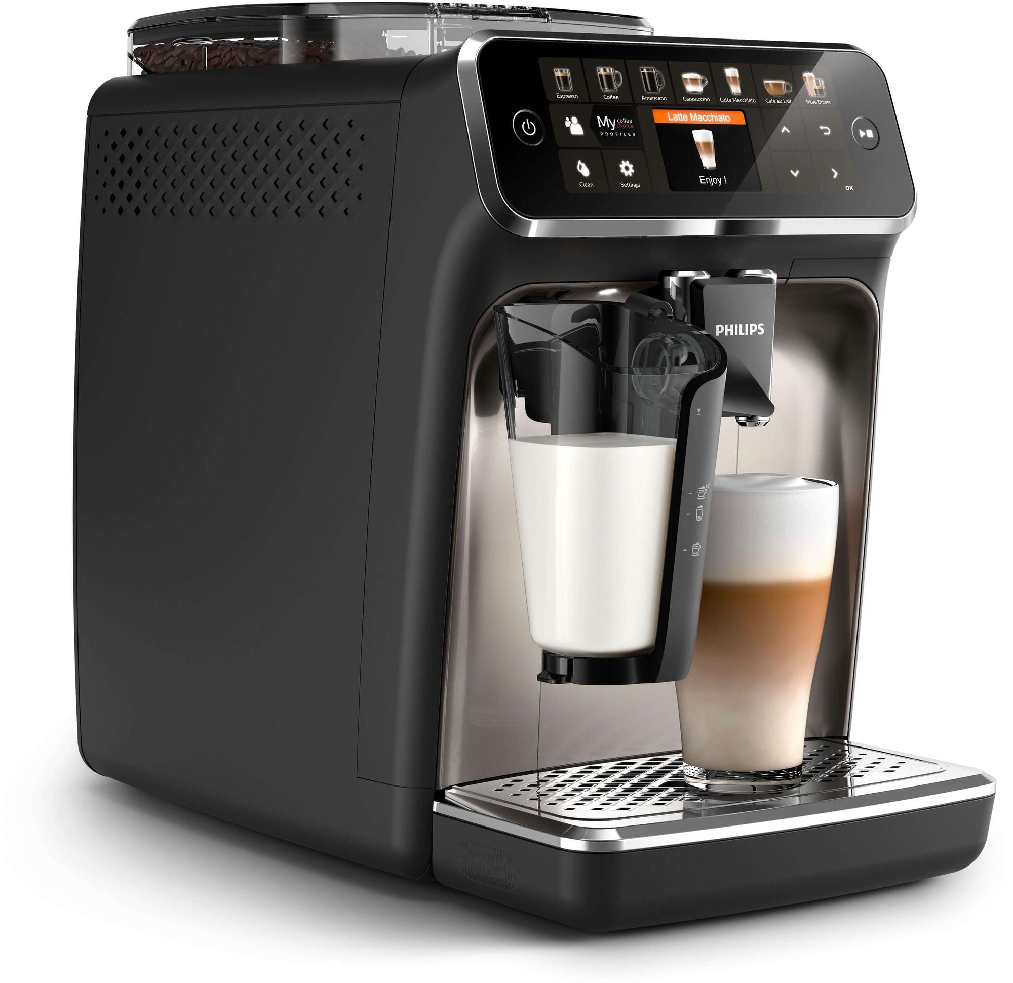 PHILIPS EP5447/90 Serie 5400 LatteGo 11 Kaffeespezialitäten Kaffeevollautomat Schwarz/Chrom