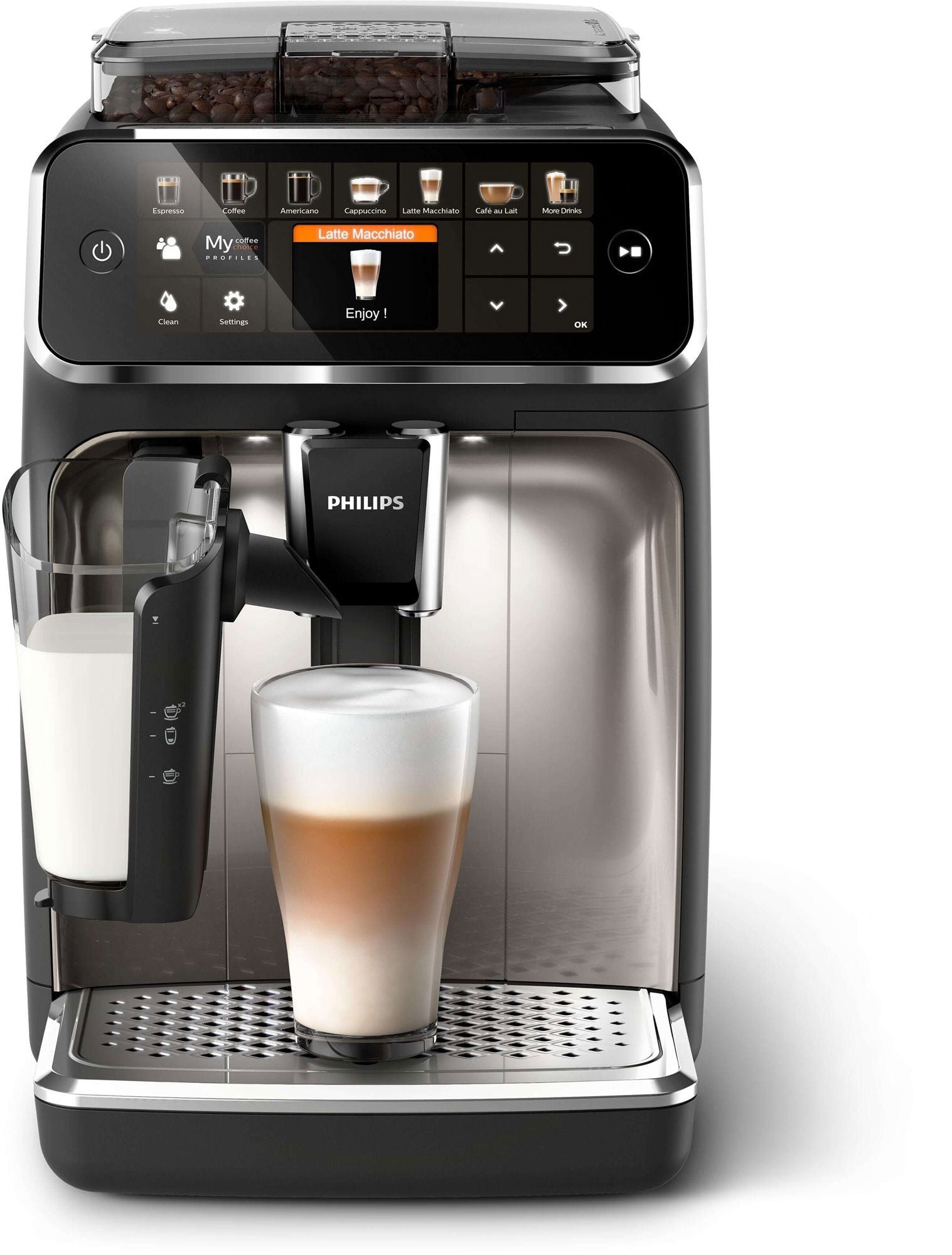 PHILIPS EP5447/90 Serie 5400 LatteGo 11 Kaffeespezialitäten Kaffeevollautomat Schwarz/Chrom